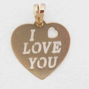 Heart Pendant 14K White Gold I LOVE YOU Charm
